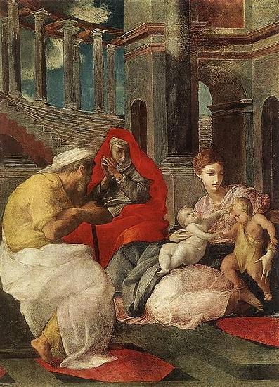 Francesco Primaticcio The Holy Family with Sts Elisabeth and John Norge oil painting art